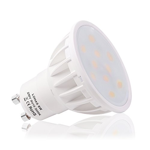 LOHASÂ® 5 x 6W GU10 Bombilla LED, LÃ¡mparas HalÃ³genas Equivalentes a 50W, Blanco CalÃ­do, 3000K, 500lm, Angulo de haz de 120Â°, 110-240V, No regulable