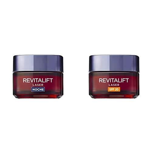 L'Oreal Paris Dermo Expertise - Revitalift Láser Rutina, Crema día anti-edad y anti-manchas con protección solar + Crema de noche, 50 ml/unidad