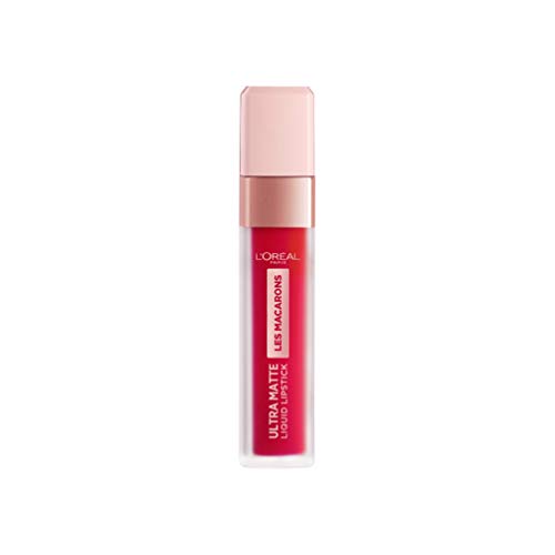 L'Oréal Paris - Les Macarons, Pintalabios Mate Permanente Rojo Aframbuesado, Tono 828 Framboise Frenzy - 30.5 gr.