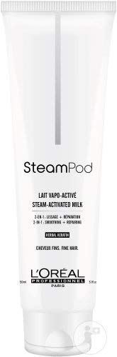 L'Oréal Professionnel Steampod 3.0 - Plancha alisadora + leche para cabello fino 150 ml + sérum 50 ml + estuche de almacenamiento plano negro Hairprice