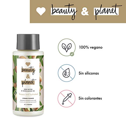 Love Beauty and Planet - Acondicionador para Cabello seco, Manteca de Karité y Sándalo Vegano - 400 ml