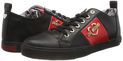 Love Moschino Scarpad.Gomma 30 Mm, Nappa PU, Zapatillas de Gimnasia para Mujer, Negro (Nero 000), 40 EU