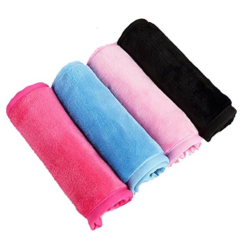 LU2000 Toallitas Desmaquillantes Microfibra (4 Piezas) - Lavable y Reutilizable - Toalla Desmaquillante Facial - Toalla Cara - Makeup Remover Face Cloths, 4 Colores