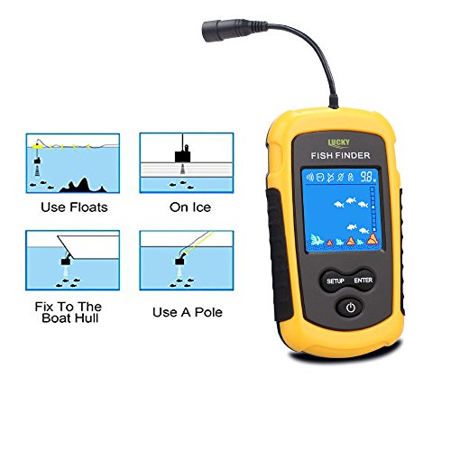 LUCKY Buscadores de Pescado Alarma 100M / 328ft Sensor de Sonar portátil de Pesca con Cable LCD Profundidad buscador ecosonda