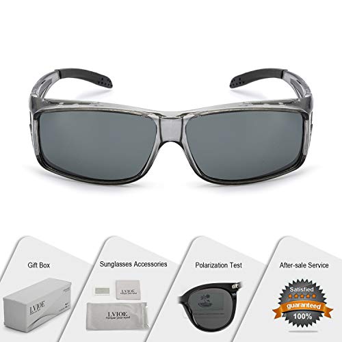 LVIOE Gafas de Sol Sobre Gafas, gafas de sol de Fitover de la prescripción Estilos unisex, Protección 100% UVA UVB Para Colocar Sobre las Gafas Normales y de Lectura (Gris/Gris)