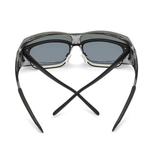 LVIOE Gafas de Sol Sobre Gafas, gafas de sol de Fitover de la prescripción Estilos unisex, Protección 100% UVA UVB Para Colocar Sobre las Gafas Normales y de Lectura (Gris/Gris)