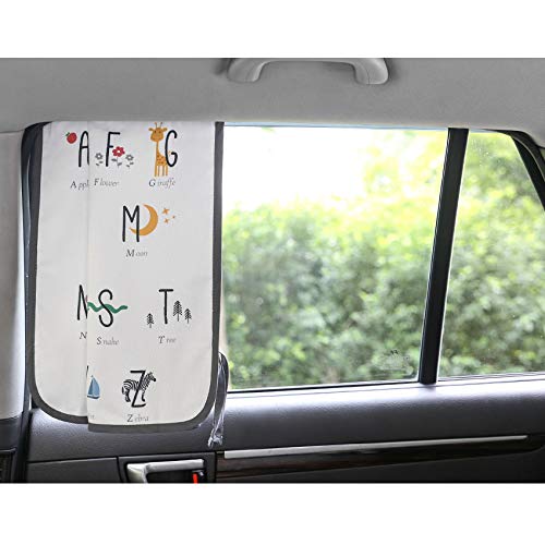 Magnet Sun Shade Cortina de Parasol magnética para Ventana Lateral de Coche Sol Sombra Cortina para bebés y niños – Protector de Parasol (Be-Kids Alphabet)