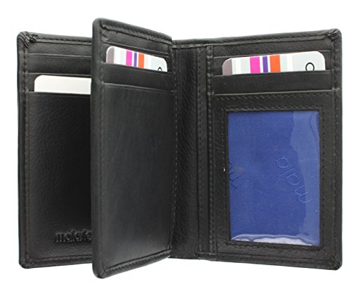 Mala Leather Colección Origin Cartera Compacta Bi-Fold de Cuero con Protección RFID 172_5 Negro