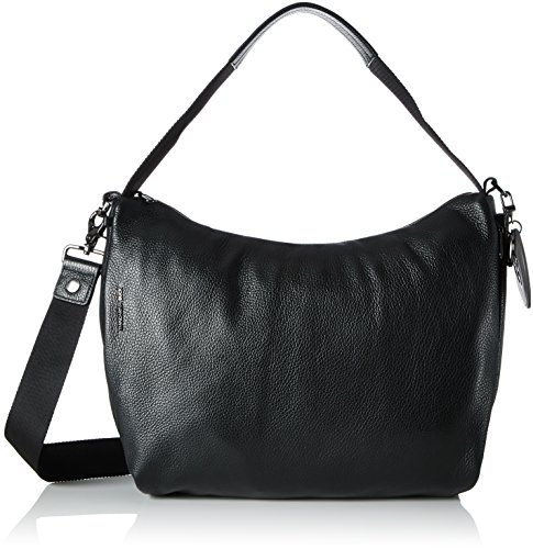 Mandarina Duck Mellow Leather Tracolla, Bolso bandolera para Mujer, Negro (Nero), 10x21x28.5 cm (B x H x T)