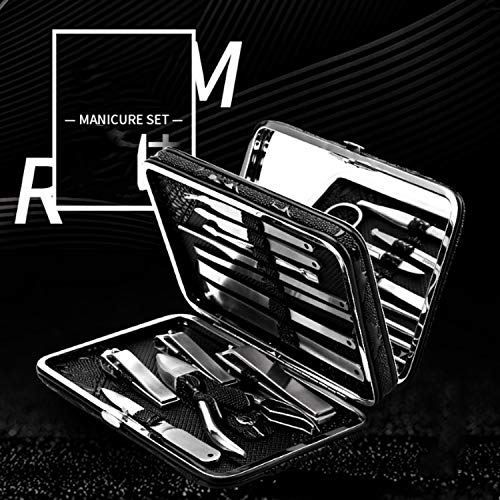 Manicure Set, Achort Anself 18 pcs Kit de Herramientas de Manicura Pedicura Profesional Juego de Cortauñas Recortador de Limas de Uñas Afeitado de Cejas Herramienta de Corte de Pelo de Nariz