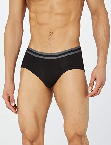 Marca Amazon - find. Slip para Hombre Y-Front, Pack de 7, Negro (Black), M, Label: M