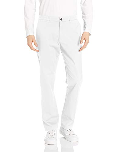 Marca Amazon - Goodthreads - Pantalón chino elástico para hombre, ajuste atlético, lavado, cómodo., Blanco, 32W x 30L