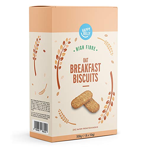 Marca Amazon - Happy Belly - Galletas de avena para el desayuno, 5 x 300 g