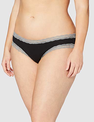 Marca Amazon - Iris & Lilly Braguita Mujer, Pack de 5, Negro (Black/Mid Grey Lace), M, Label: M