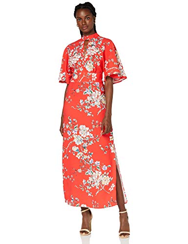 Marca Amazon - TRUTH & FABLE Vestido Mujer Estampado, Multicolor (Red), 36, Label: XS