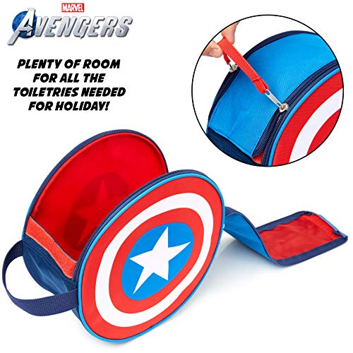 Marvel Neceser Niño, Neceser Hombre del Escudo Capitan America, Neceser Viaje de Los Vengadores, Bolsa Aseo Niño, Merchandising Oficial Regalos Para Hombre y Niños