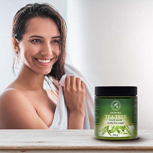 Mascarilla Pelo con Aceite Esencial de árbol de Té & Aceites de Argán & Oliva 250g - Hidrata el Cabello - Mascarilla para Cabello - Fórmula Reparadora de Cabello - Dañado - Sin Sulfatos