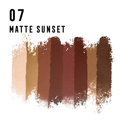 Max Factor Masterpiece Nude Matte Sunset 07 – Paleta de sombras de ojos con 8 tonos bronceados con acabado satinado y brillante