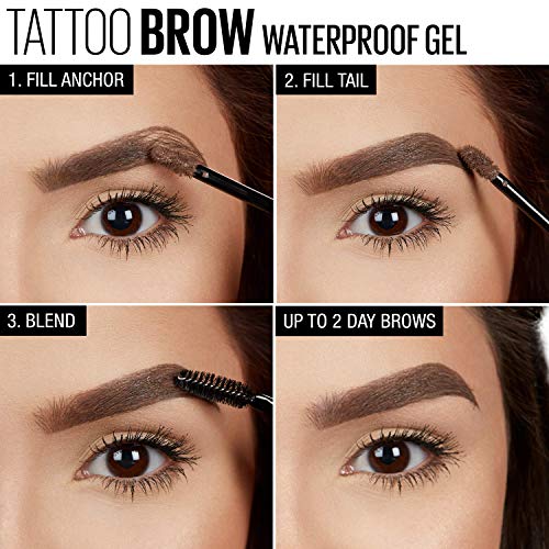 Maybelline MAY TAT.BROW WATERPROOF GEL NU 04 MEDIU máscara para cejas Marrón - Máscaras para cejas (Marrón, Medium Brown, Definición, Larga duración, 6f594e, 22 mm, 28 mm)