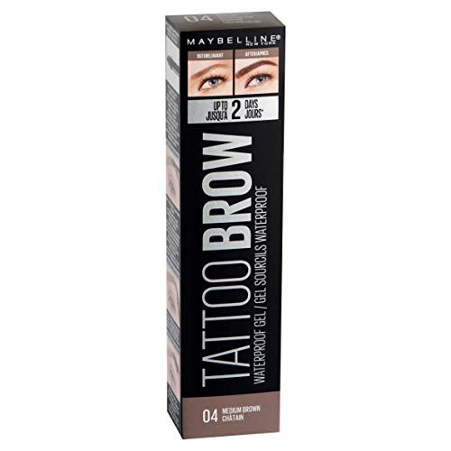 Maybelline MAY TAT.BROW WATERPROOF GEL NU 04 MEDIU máscara para cejas Marrón - Máscaras para cejas (Marrón, Medium Brown, Definición, Larga duración, 6f594e, 22 mm, 28 mm)