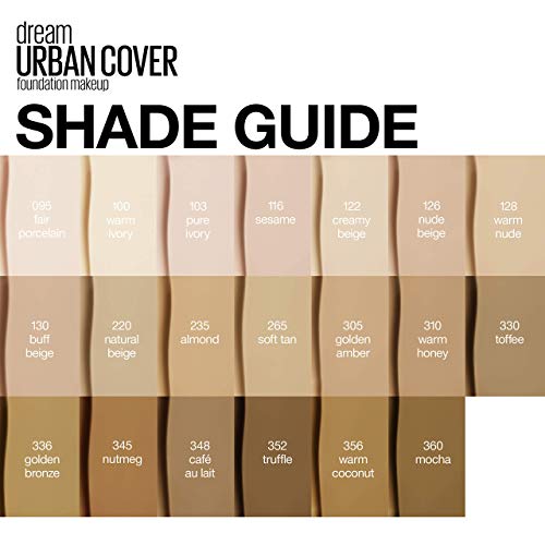 Maybelline New York Dream Urban Cover Tono 305 Golden Amber Base de Maquillaje con Spf 50 y Antioxidantes 21 g