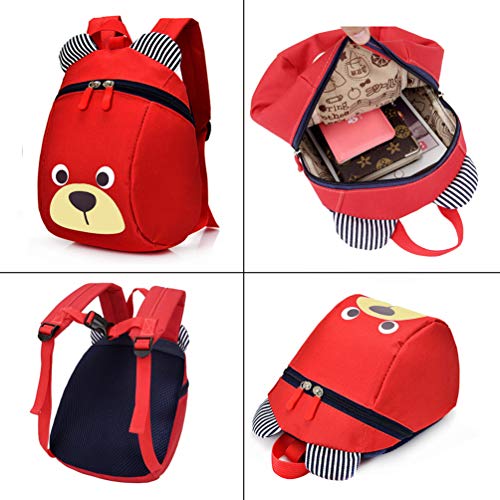 MCUILEE Mochila para Niños/PequeñA Bebes Guarderia Bolsa con Arneses de Seguridad,Rojo