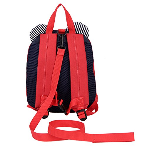 MCUILEE Mochila para Niños/PequeñA Bebes Guarderia Bolsa con Arneses de Seguridad,Rojo