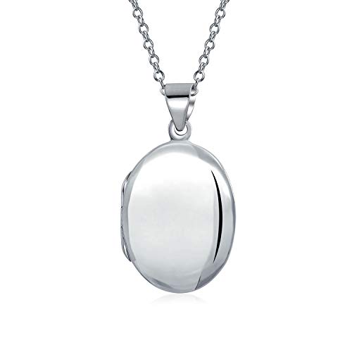 Mediano simple domo ovalo documentos de bala para las mujeres adolescentes sostienen imágenes pulido 925 plata medallón collar colgante 1.25 pulgadas