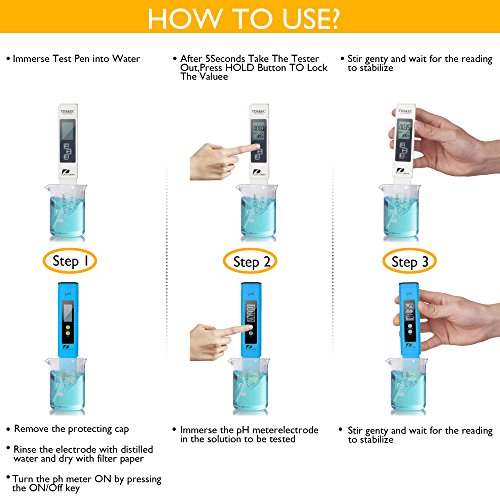 Medidor de prueba de calidad del agua Pancellent TDS pH EC Temperatura 4 en 1 conjunto (azul)