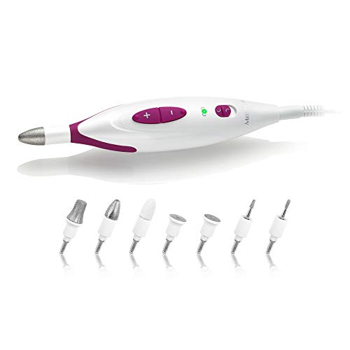 Medisana MP 815 set de manicura y pedicura eléctrica con 7 accesorios para el cuidado de las uñas, 2 velocidades para uñas, cutículas y callo