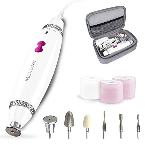 Medisana MP 840 Set de manicura y pedicura eléctrica con 7 accesorios para el cuidado de las uñas, 3 velocidades para uñas, cutículas y callo