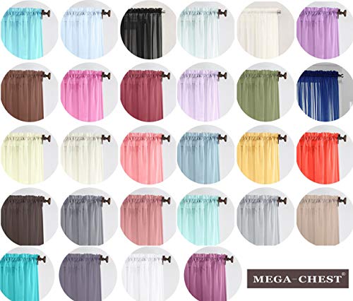 Megachest - Cortina superior de gasa tejida y ojales, 2 paneles con alzapaños (28 colores), Gasa poliéster, azul marino, 56"wideX72"drop(W142cmXH183cm)