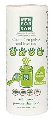 MENFORSAN Champú en polvo con Repelente de Insectos Perros, Gatos, Roedores Y Hurones - 250 Grs