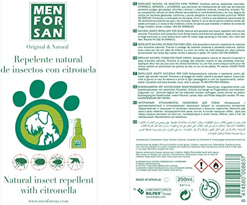 MENFORSAN Repelente Natural de Insectos con citronela Perros - 250 ml