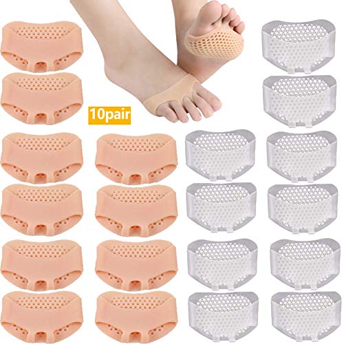 Metatarsal Pads-10 pares de almohadillas para pies transpirables y suaves de gel de silicona mortons Neuroma almohadillas mejor para pies diabéticos, callos y ampollas, dolor de antepié