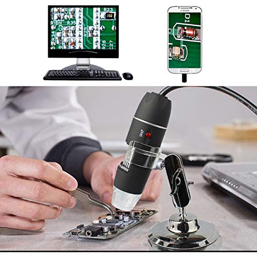 Microscopio Digital USB, endoscopio de Aumento 40X-1000X de Mano Bysameyee, Mini cámara de Video de 8 LED para Windows 7/8/10 Mac Linux Android (con OTG)