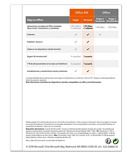 Microsoft - Office 365 Personal 1 PC/Mac + 1 Tableta, 1 año