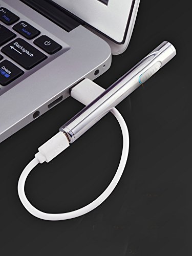 Mini USB de mechero, recargable, resistente al viento, mechero electrónico plasma sin llama, portátil, plata