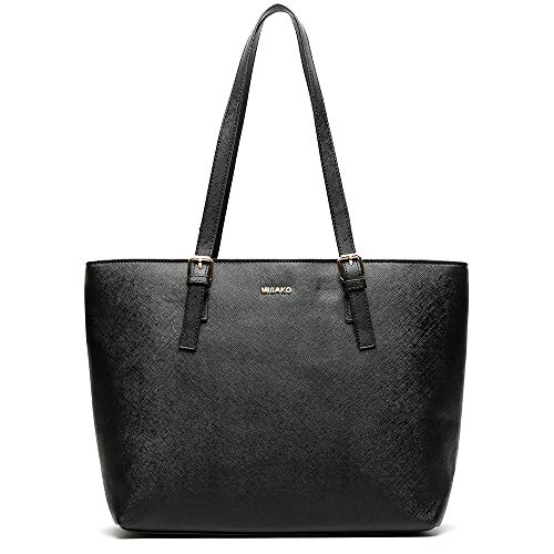 MISAKO - Bolso ASIAN Shopping 15x45x29 cm Símil Piel Negro | Bolso Tote MSK - Bolso de Mujer Grande