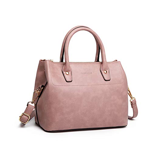 Miss Lulu Bolsos Totes Mano para Mujer Hombro Cuero de PU Bandolera (Rosa)