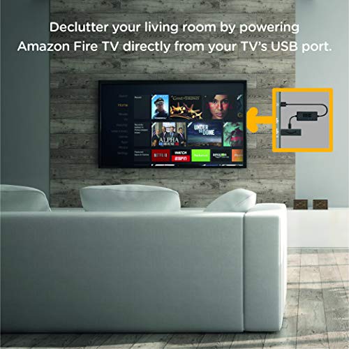 Mission Cables MC45 - Cable USB de Corriente para el Amazon Fire TV con 4K Ultra HD, Color Negro