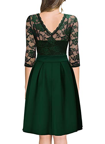 Miusol Vintage 1940s Encaje Fiesta Vestidos para Mujer Verde Large