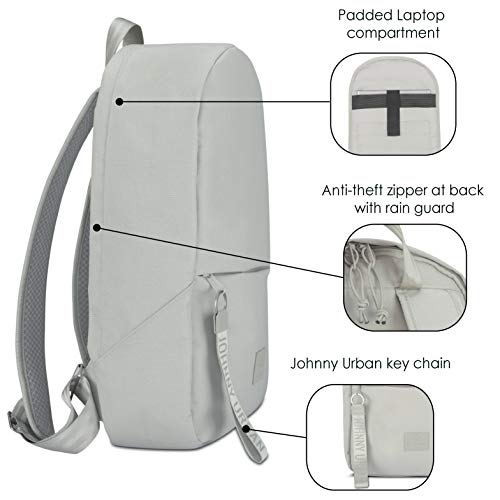 Mochila Hombre y Mujer Gris - JOHNNY URBAN Milo Bolso Mochila Hecha de Botellas Pet Recicladas para Universidad Oficina Colegio y Escolar - Mochilas Impermeable con Compartimento para Portátil