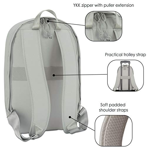 Mochila Hombre y Mujer Gris - JOHNNY URBAN Milo Bolso Mochila Hecha de Botellas Pet Recicladas para Universidad Oficina Colegio y Escolar - Mochilas Impermeable con Compartimento para Portátil