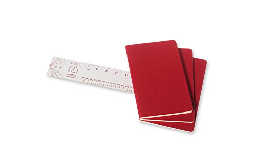 Moleskine CH118 - Set de 3 cuadernos con páginas en blanco, grandes, color rojo arándano (Moleskine Cahier)