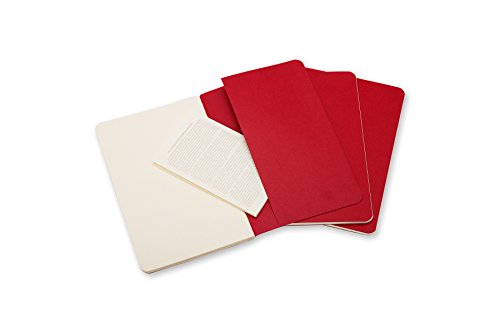 Moleskine CH118 - Set de 3 cuadernos con páginas en blanco, grandes, color rojo arándano (Moleskine Cahier)