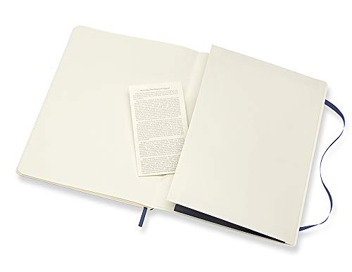 Moleskine - Cuaderno Clásico con Páginas Rayadas, Tapa Blanda y Goma Elástica, Azul (Sapphire Blue), Tamaño Extra Grande, 192 Páginas