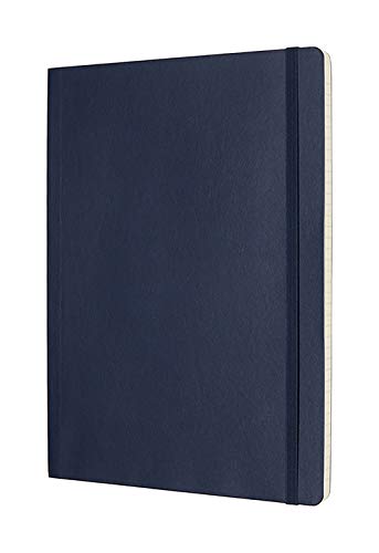 Moleskine - Cuaderno Clásico con Páginas Rayadas, Tapa Blanda y Goma Elástica, Azul (Sapphire Blue), Tamaño Extra Grande, 192 Páginas
