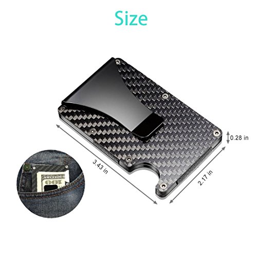 Money Clip, Billetera Minimalista Titular de la Tarjeta de Crédito para Mujeres Hombres Slim Wallet Caso de Fibra de Carbono RFID Bloqueo Front Pocket Titular de la Tarjeta de Visita Cash Clip