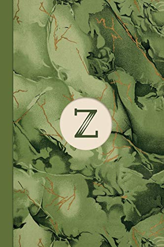 Monogram Z Marble Notebook (Leafy Green Edition): Blank Lined Marble Journal for Names Starting with Initial Letter Z